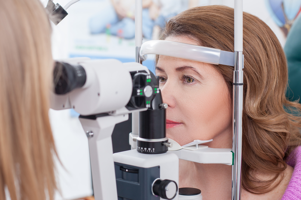 woman eye exam